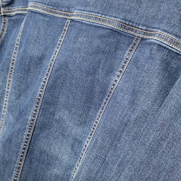 APNY Vintage Womens Distressed Frayed Blue Denim Jacket Sz XL - Picture 6 of 8